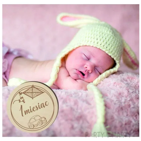 tabliczki do zdjec 12 miesiecy autko drewno 80mm 15 szt