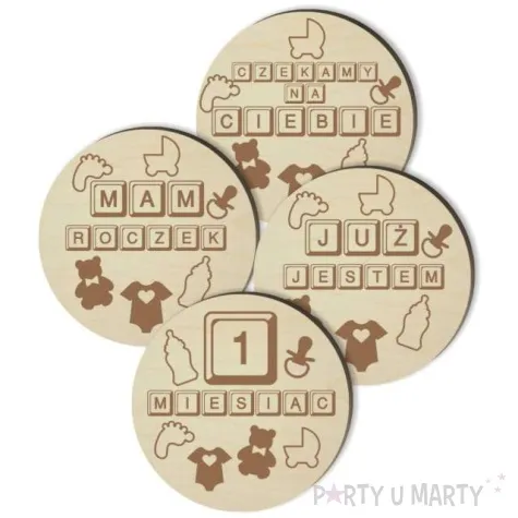 tabliczki do zdjec 12 miesiecy klocki drewno 80mm 15 szt