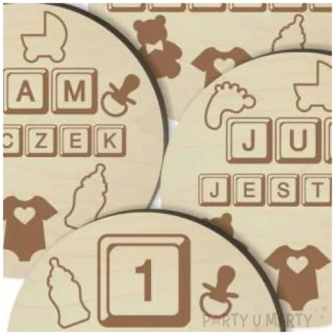 tabliczki do zdjec 12 miesiecy klocki drewno 80mm 15 szt