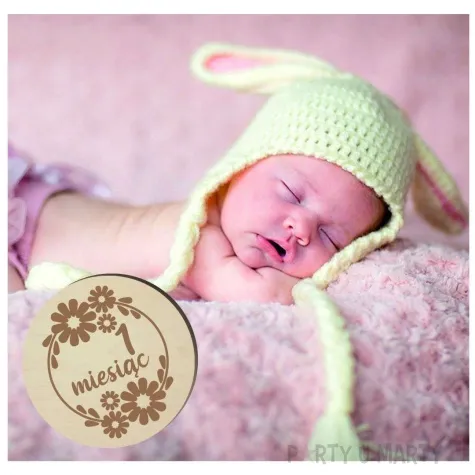 tabliczki do zdjec 12 miesiecy kwiatki drewno 80mm 15 szt