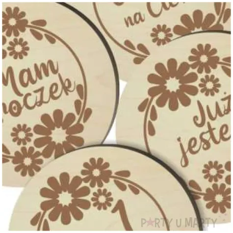 tabliczki do zdjec 12 miesiecy kwiatki drewno 80mm 15 szt