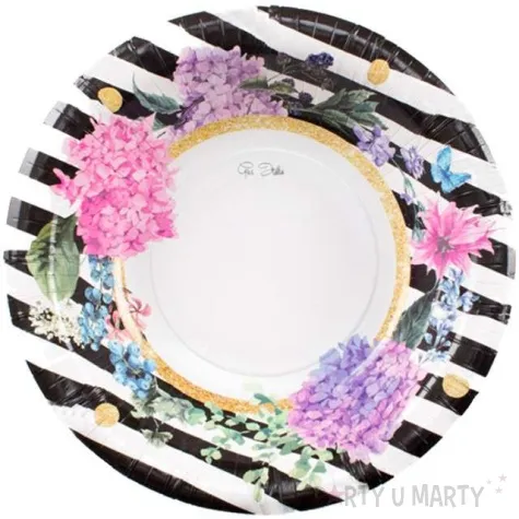 talerze glebokie black flowers givi italia 24 cm 8 szt