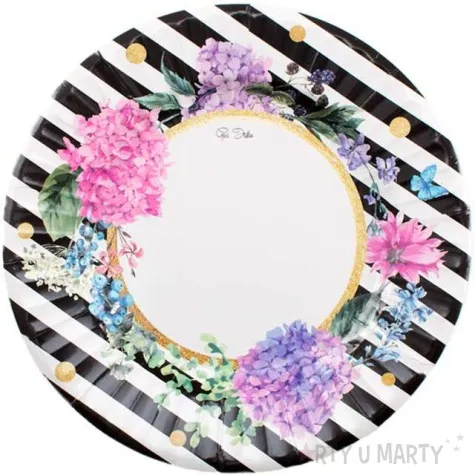 talerze papierowe black flowers givi italia 27 cm 8 szt