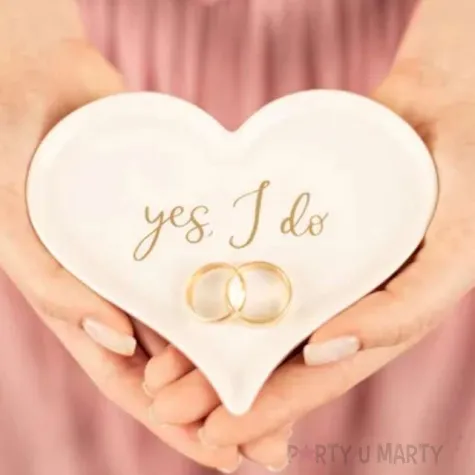 talerzyk na obraczki yes i do partydeco bialy 14x11 cm