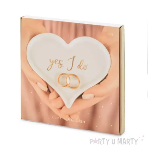 talerzyk na obraczki yes i do partydeco bialy 14x11 cm