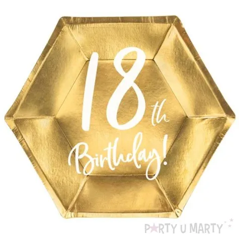 talerzyki 18th birthday zlote partydeco 6 szt