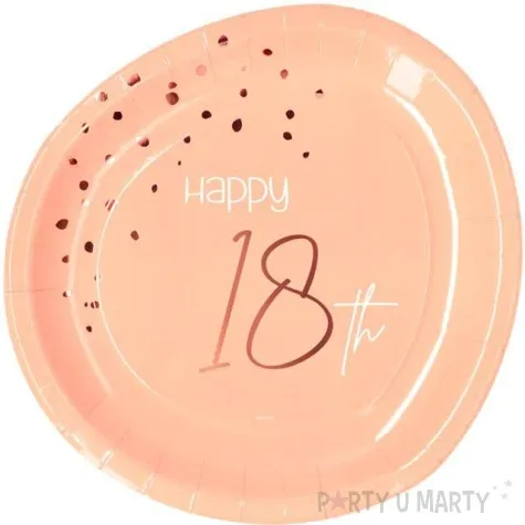 talerzyki elegant happy birthday 18 rozowe folat