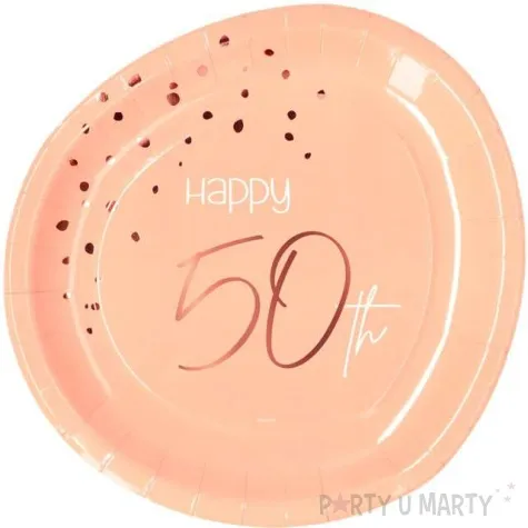 talerzyki elegant happy birthday 50 rozowe folat