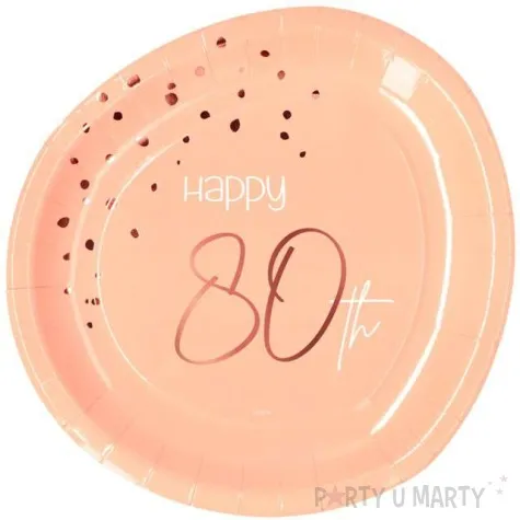 talerzyki elegant happy birthday 80 rozowe folat