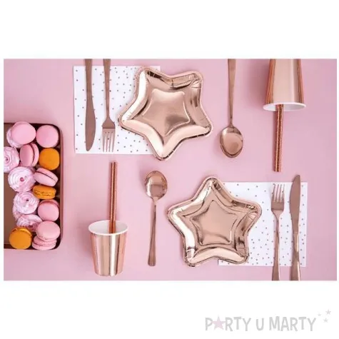 talerzyki gwiazdki rozowe zlowo partydeco 6szt