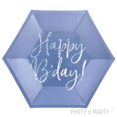 talerzyki happy birthday granatowe partydeco 6szt