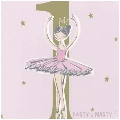 talerzyki papierowe 1 urodziny balerina kolorowe godan 23 cm 8 szt