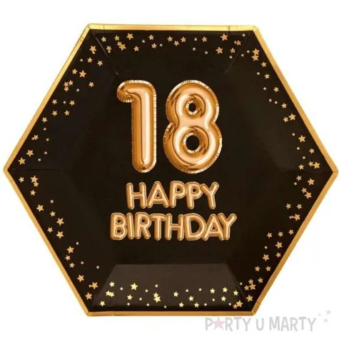 talerzyki papierowe 18 urodziny glitz glamour czarno zlote neviti 27 cm 8 szt