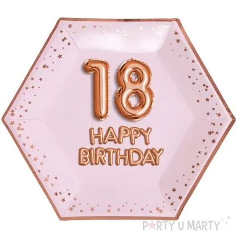 talerzyki papierowe 18 urodziny glitz glamour rozowo zlote neviti 27 cm 8 szt