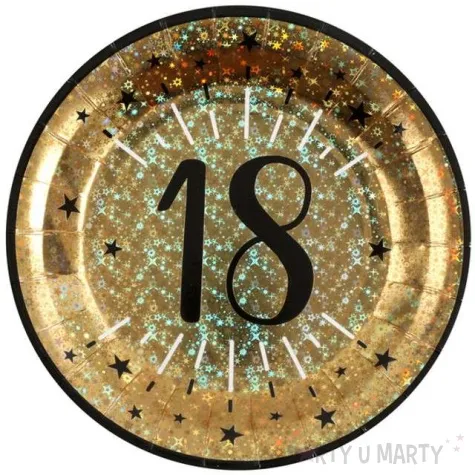 talerzyki papierowe 18 urodziny holo gold santex 22 5 cm 10 szt