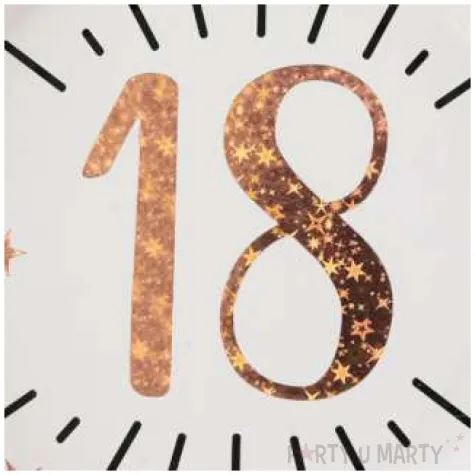 talerzyki papierowe 18 urodziny rozowe zloto bialy santex 22 5 cm 10 szt