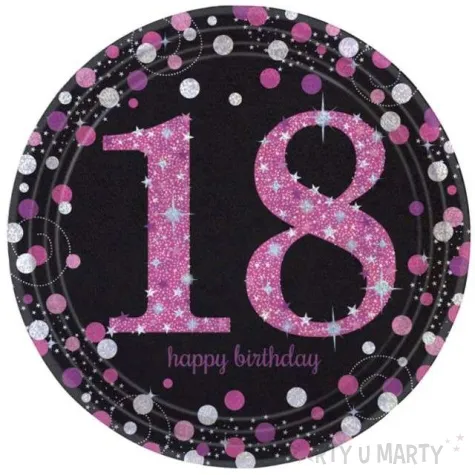 talerzyki papierowe 18 urodziny sparkling celebrations pink amscan 23 cm 8 szt