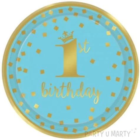 talerzyki papierowe 1st birthday urodziny niebieskie amscan 23 cm 8 szt