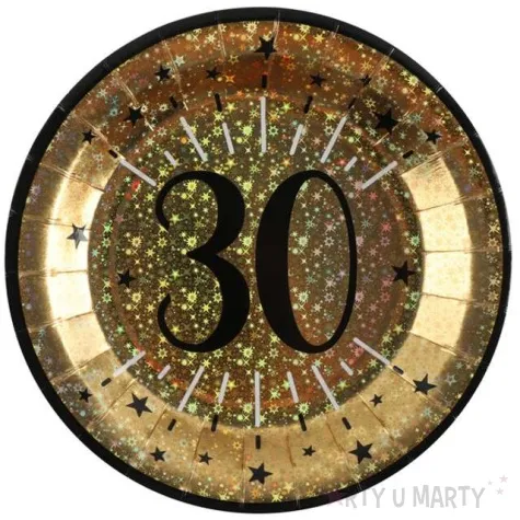 talerzyki papierowe 30 urodziny holo gold santex 22 5 cm 10 szt