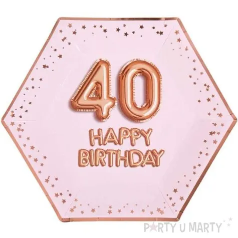 talerzyki papierowe 40 urodziny glitz glamour rozowo zlote neviti 27 cm 8 szt