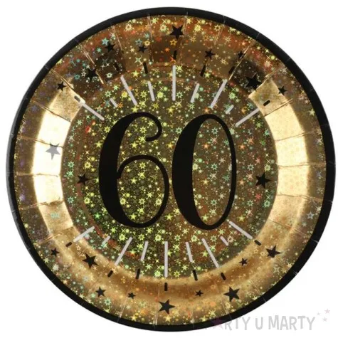 talerzyki papierowe 60 urodziny holo gold santex 22 5 cm 10 szt