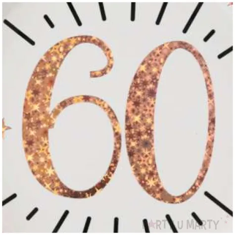 talerzyki papierowe 60 urodziny rozowe zloto bialy santex 22 5 cm 10 szt