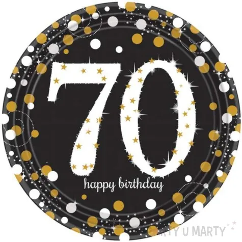 talerzyki papierowe 70 urodziny happy birthday amscan 23 cm 8 szt