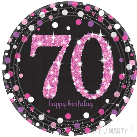talerzyki papierowe 70 urodziny happy birthday amscan 23 cm 8 szt