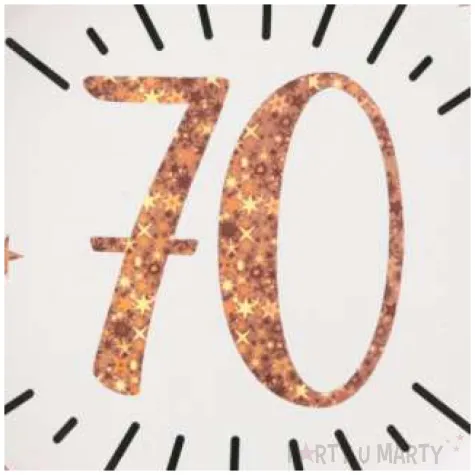 talerzyki papierowe 70 urodziny rozowe zloto bialy santex 22 5 cm 10 szt