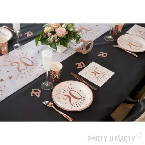 talerzyki papierowe 70 urodziny rozowe zloto bialy santex 22 5 cm 10 szt