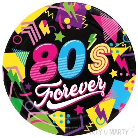 talerzyki papierowe 80s forever lata 80 guirca 23 cm 6 szt