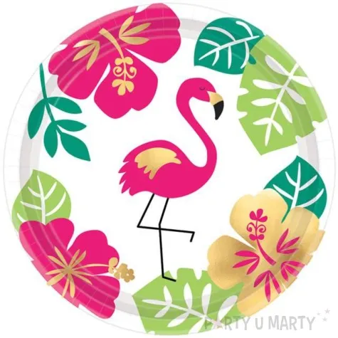 talerzyki papierowe aloha flaming amscan 18 cm 8 szt
