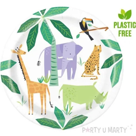 talerzyki papierowe animal safari kolorowe unique 23 cm 8 szt