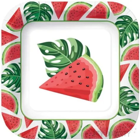 talerzyki papierowe arbuz kwadratowy paw 23 x 23 cm 10 szt