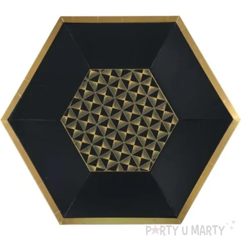 talerzyki papierowe art deco z lamowka czarne santex 23 cm 10 szt