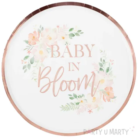 talerzyki papierowe baby shower baby in bloom amscan 24 cm 8 szt