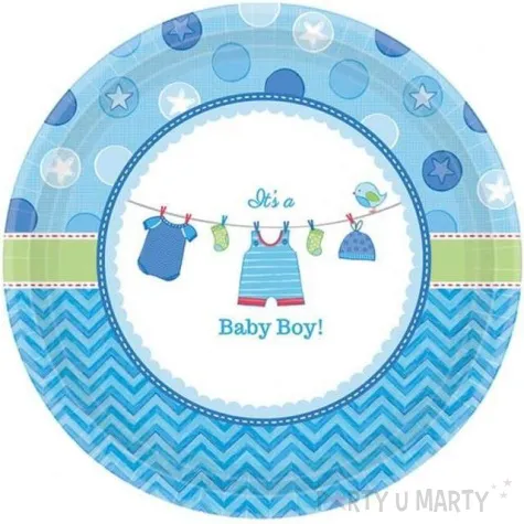 talerzyki papierowe baby shower boy amscan 18 cm 8 szt
