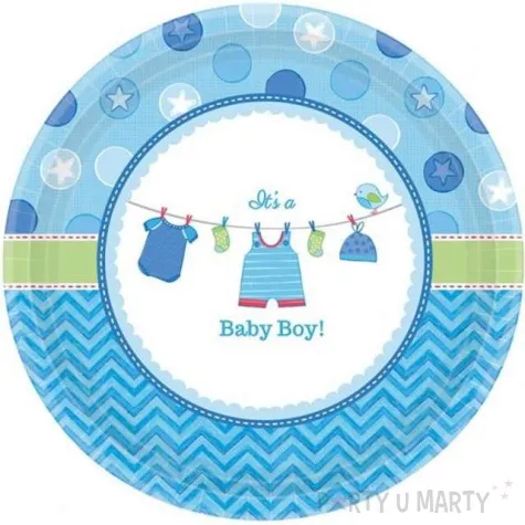talerzyki papierowe baby shower boy amscan 27 cm 8 szt