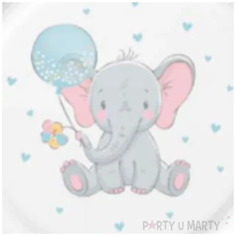 talerzyki papierowe baby shower boy slonik mix maki 23 cm 8 szt