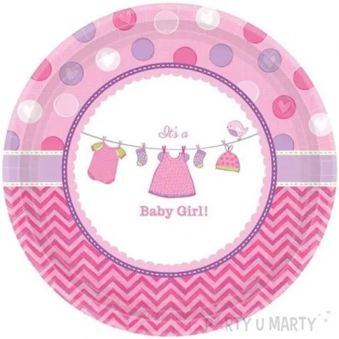 talerzyki papierowe baby shower girl amscan 27 cm 8 szt