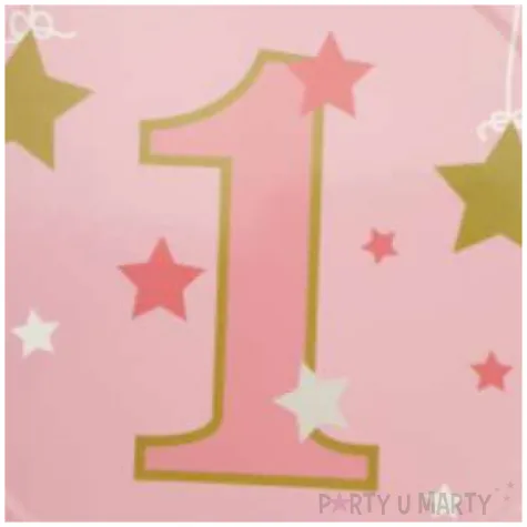 talerzyki papierowe baby shower girl cyfra 1 rozowy jix 17 5 cm