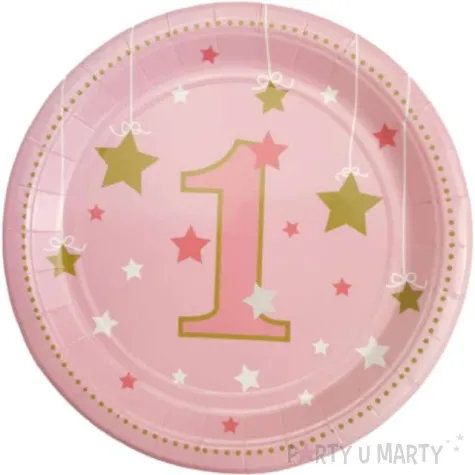 talerzyki papierowe baby shower girl cyfra 1 rozowy jix 17 5 cm