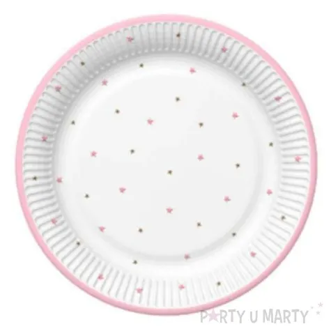 talerzyki papierowe baby shower girl gwiazdki biale rozowe maki 18 cm 8 szt