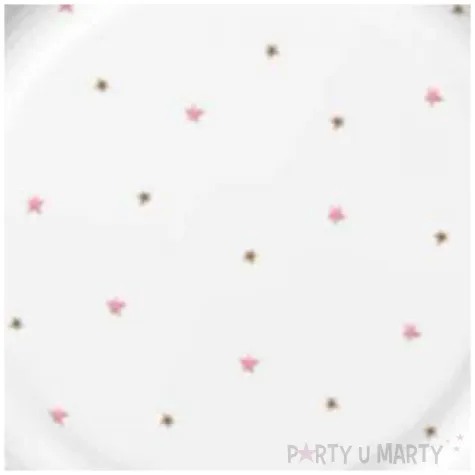 talerzyki papierowe baby shower girl gwiazdki biale rozowe maki 18 cm 8 szt