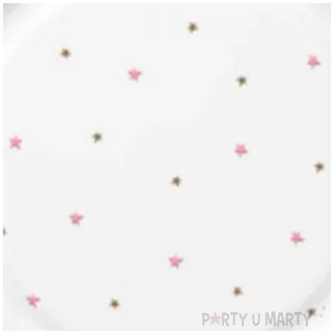 talerzyki papierowe baby shower girl gwiazdki biale rozowe maki 23 cm 8 szt