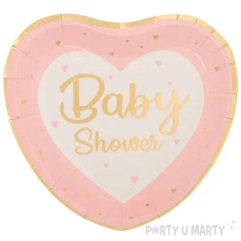 talerzyki papierowe baby shower girl serce givi 23 cm 8 szt