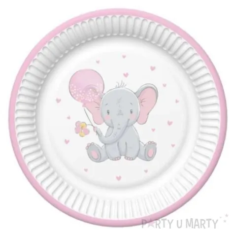 talerzyki papierowe baby shower girl slonik mix maki 18 cm 8 szt