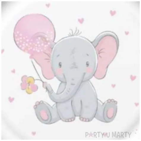 talerzyki papierowe baby shower girl slonik mix maki 18 cm 8 szt