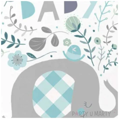 talerzyki papierowe baby slonik niebieski unique 23 cm 8 szt