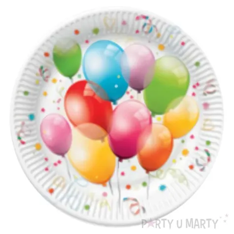 talerzyki papierowe balony mix maki 18 cm 8 szt
